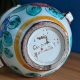 Handled vase with multicolored floral decoration, Cerart Monaco, numbered 12.5cm