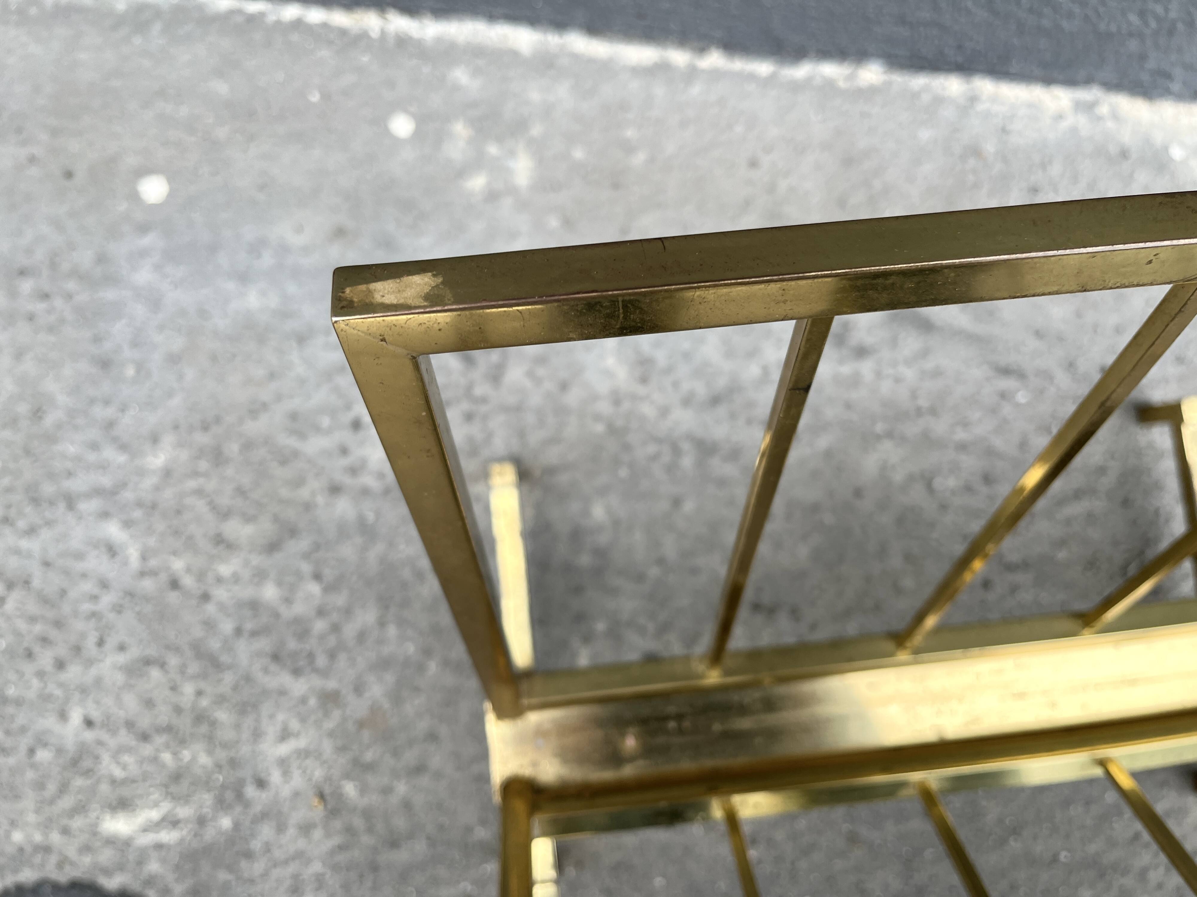 50s brass magazine rack, vintage design magazine rack