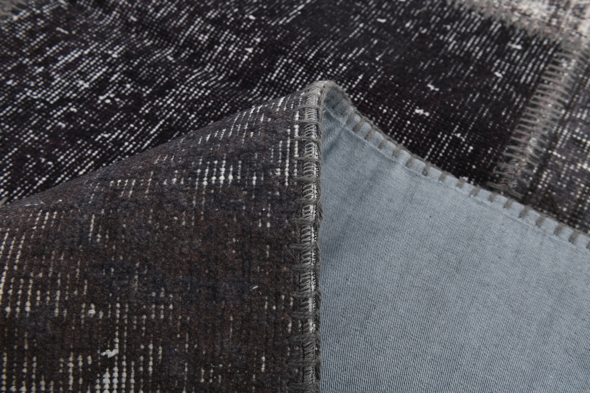 7x10 distressed black & gray vintage rug, 299x203cm