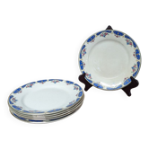 6 plates Moulin des loups & Hamage - blue & gold border