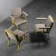 SET 3 HANDMADE CHAIRS METAL FABRIC 70S VINTAGE