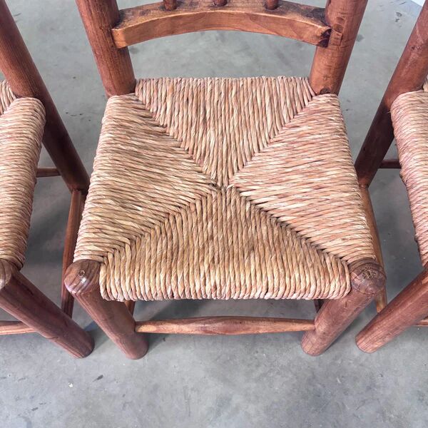 Vintage wicker farmer dining chairs, 1960s