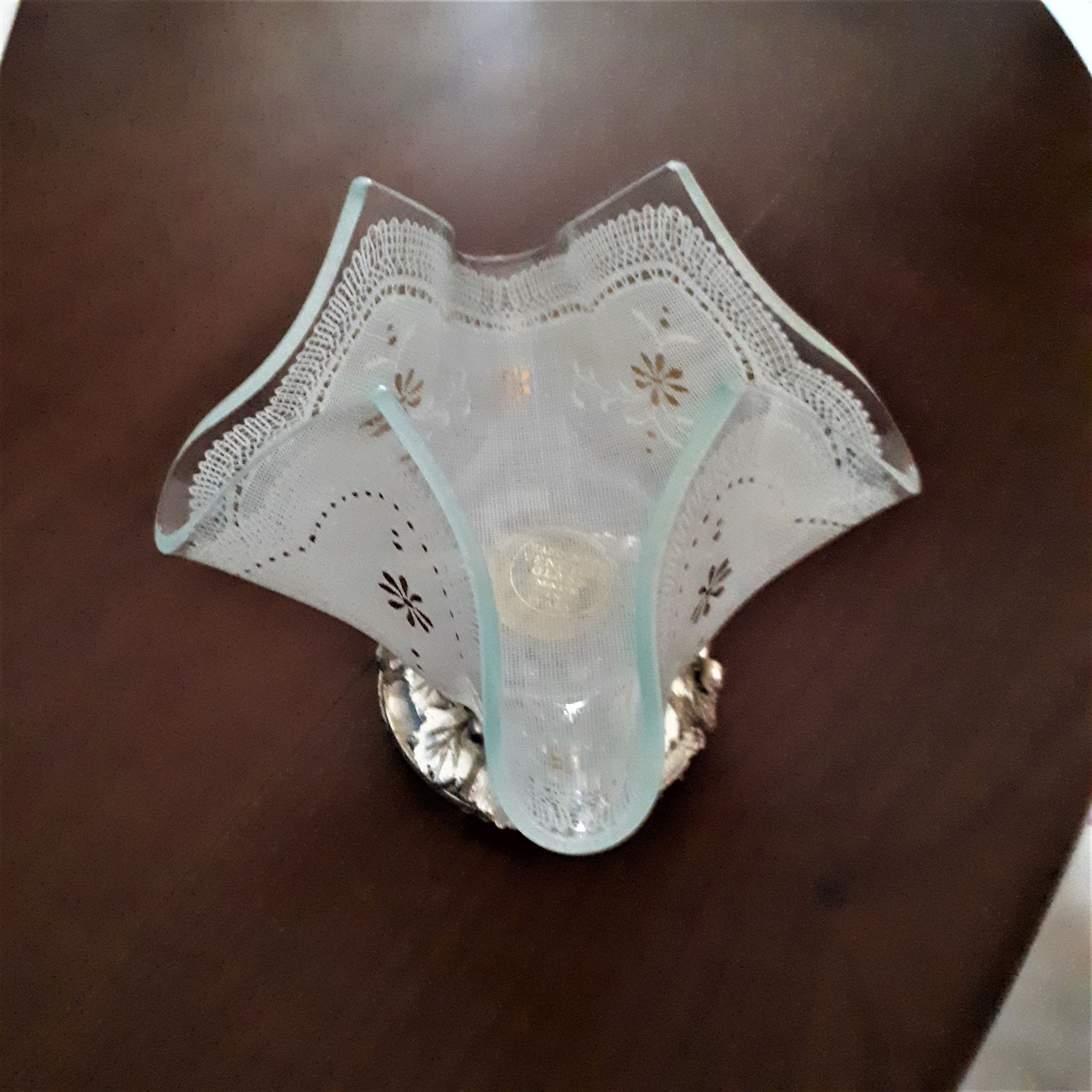 Vintage Art Glass Cup "Venetian Hammade J. I. Co"