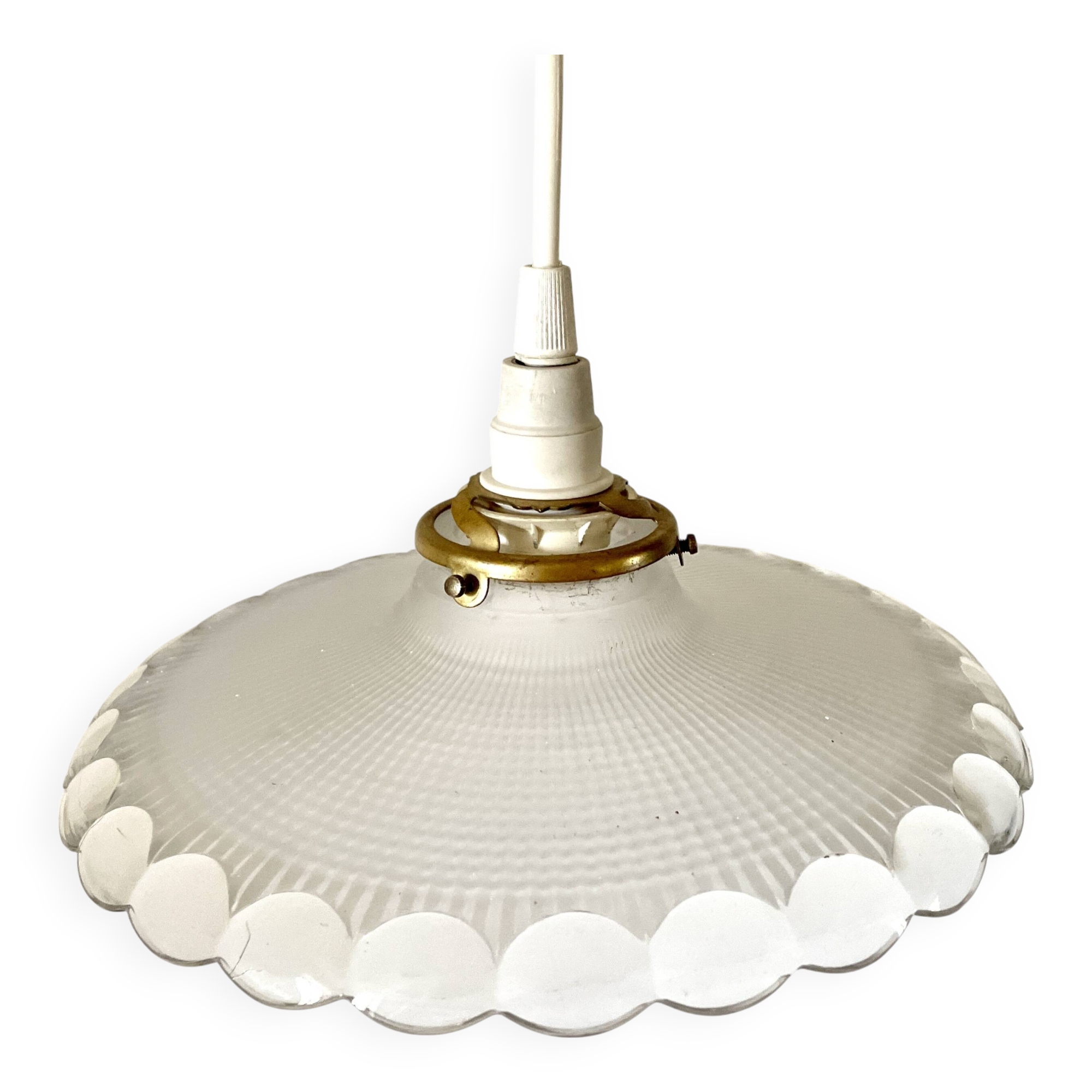 Pendant light with clear and frosted glass bowl