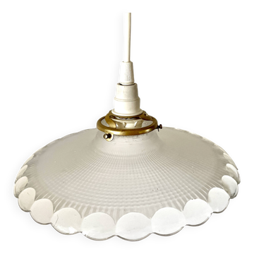 Pendant light with clear and frosted glass bowl