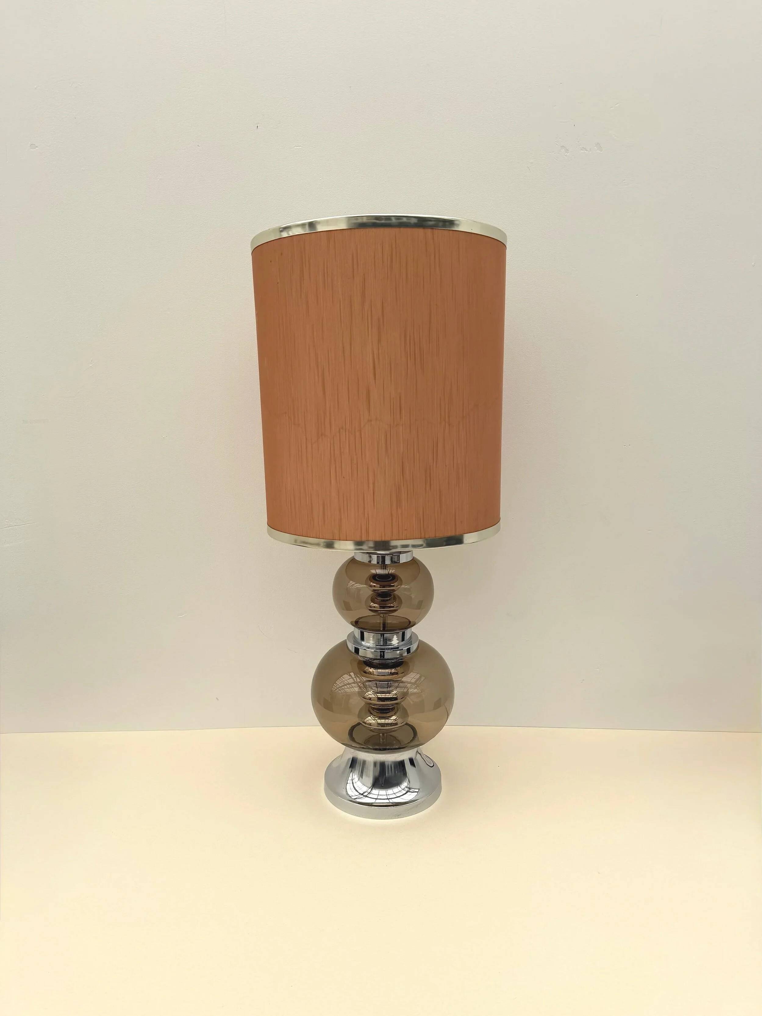 Joseph Richard ESSIG lamp in smoked glass and chrome, Germany 1970