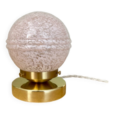 Vintage globe table lamp in pink Clichy glass