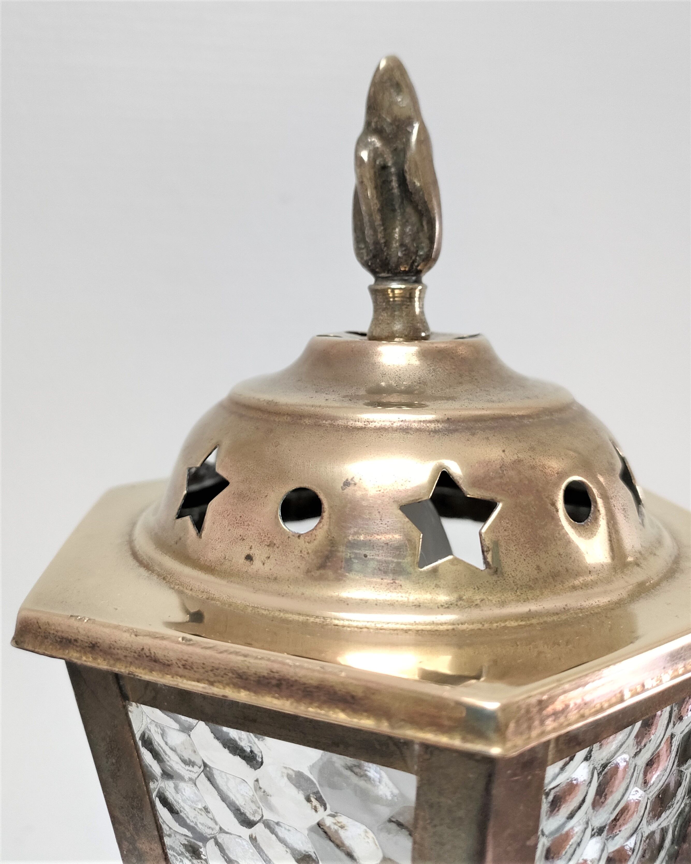 Lampe lanterne laiton et verre début XXème