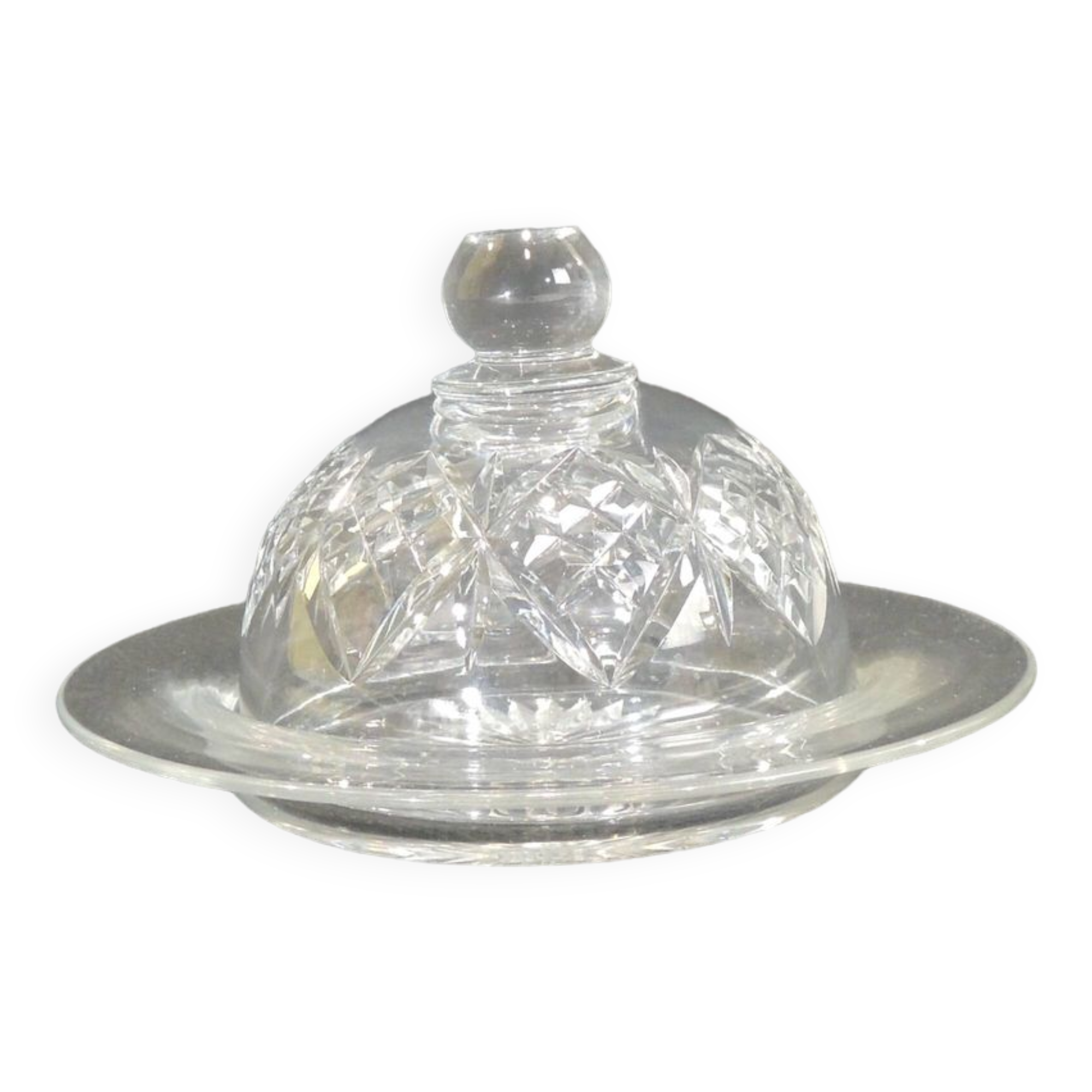 Webb Corbett crystal butter dish / vintage