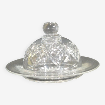 Webb Corbett crystal butter dish / vintage