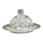 Webb Corbett crystal butter dish / vintage