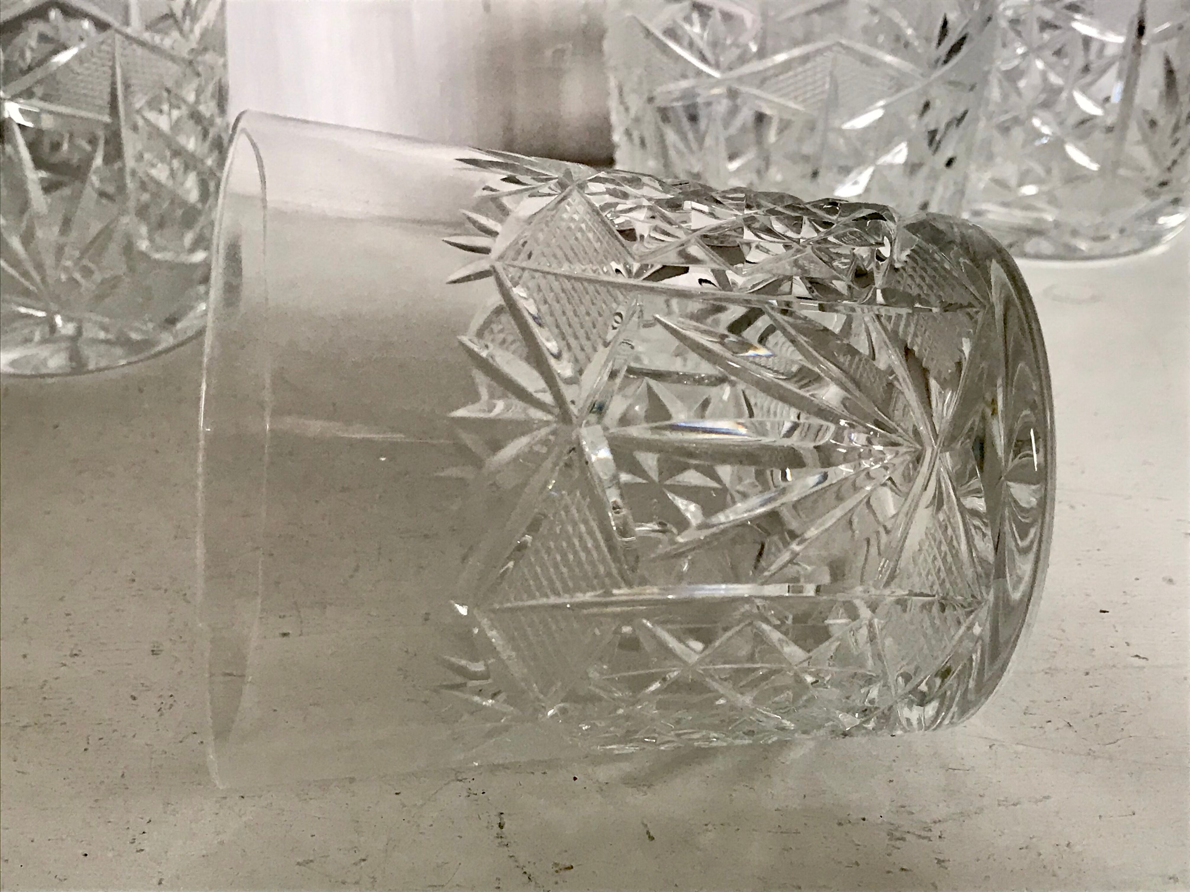 Set of 5 crystal whiskey glasses