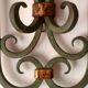 Pair of old wrought iron sconces patina green and gold - 2 lights