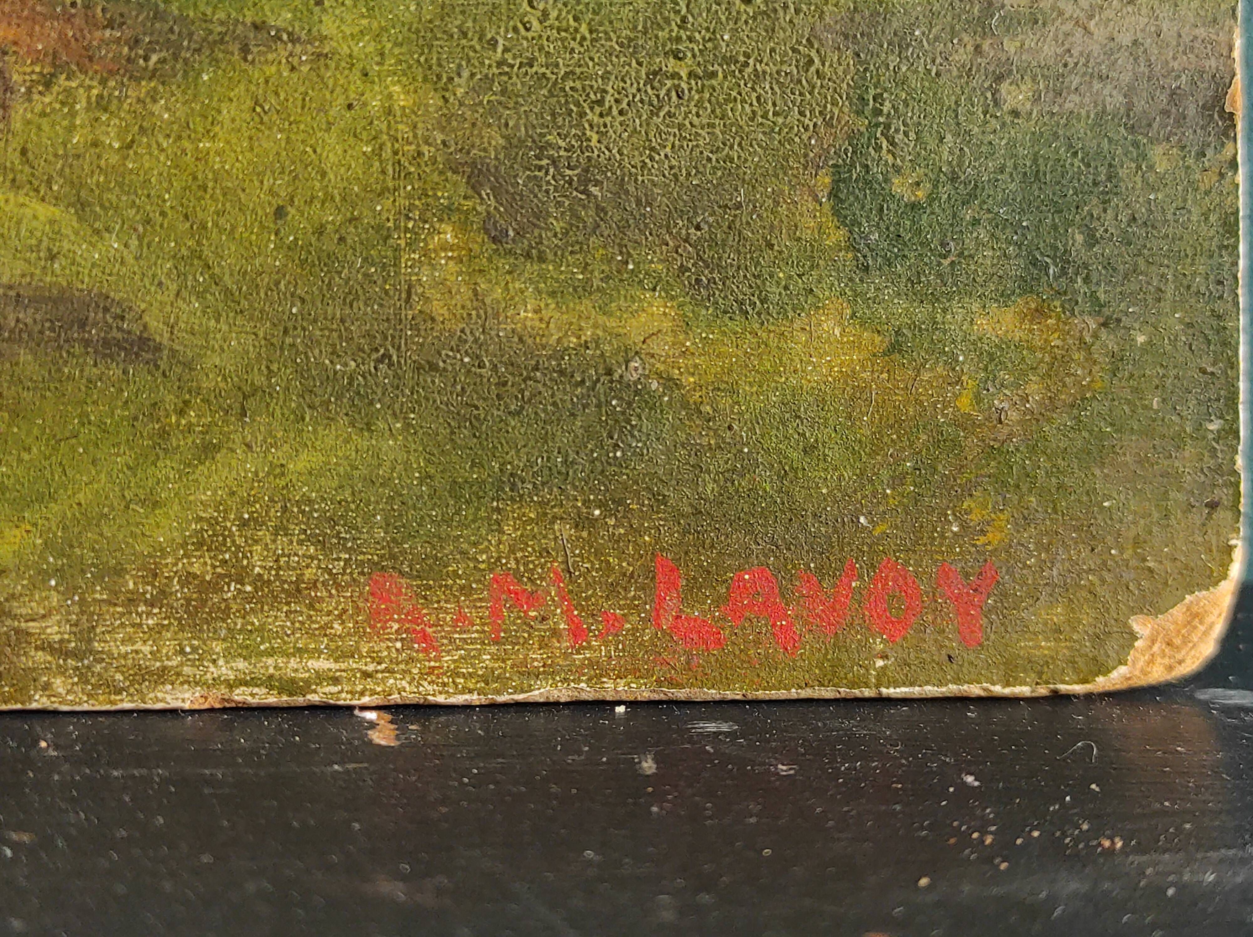 French oil painting on board, signed Lavoy