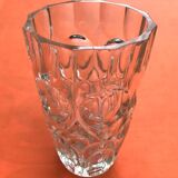Art Deco Style Faceted Vase Clear Glass Geometric Decor