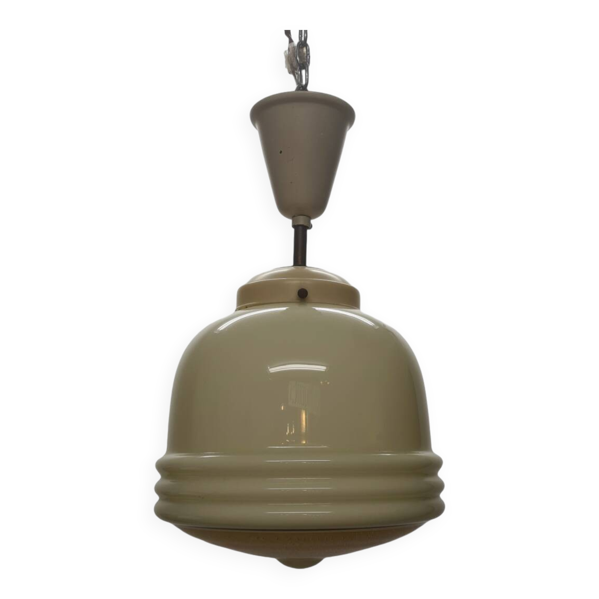 Mid Century Vintage Glass Pendant Lamp, 1950s