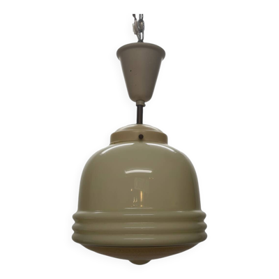 Lampe à suspension vintage en verre du milieu du siècle, années 1950