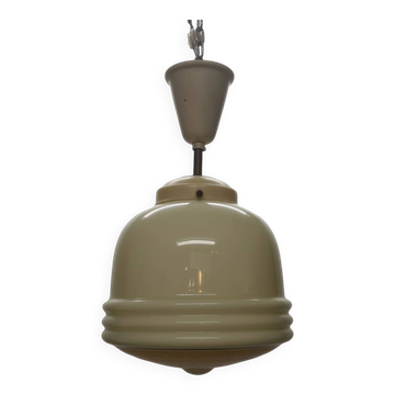 Lampe à suspension vintage en verre du milieu du siècle, années 1950