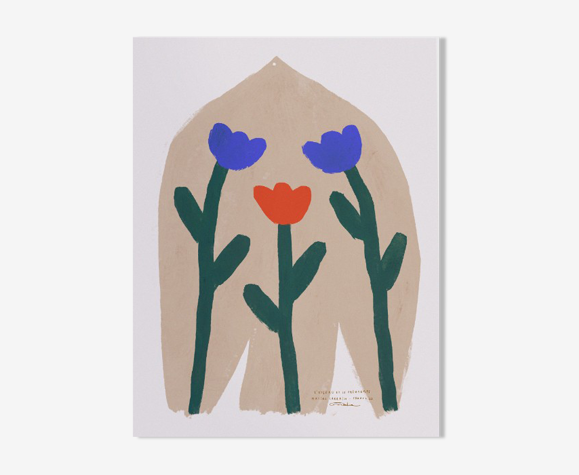 Affiche murale oiseau et fleurs 50cm*70cm