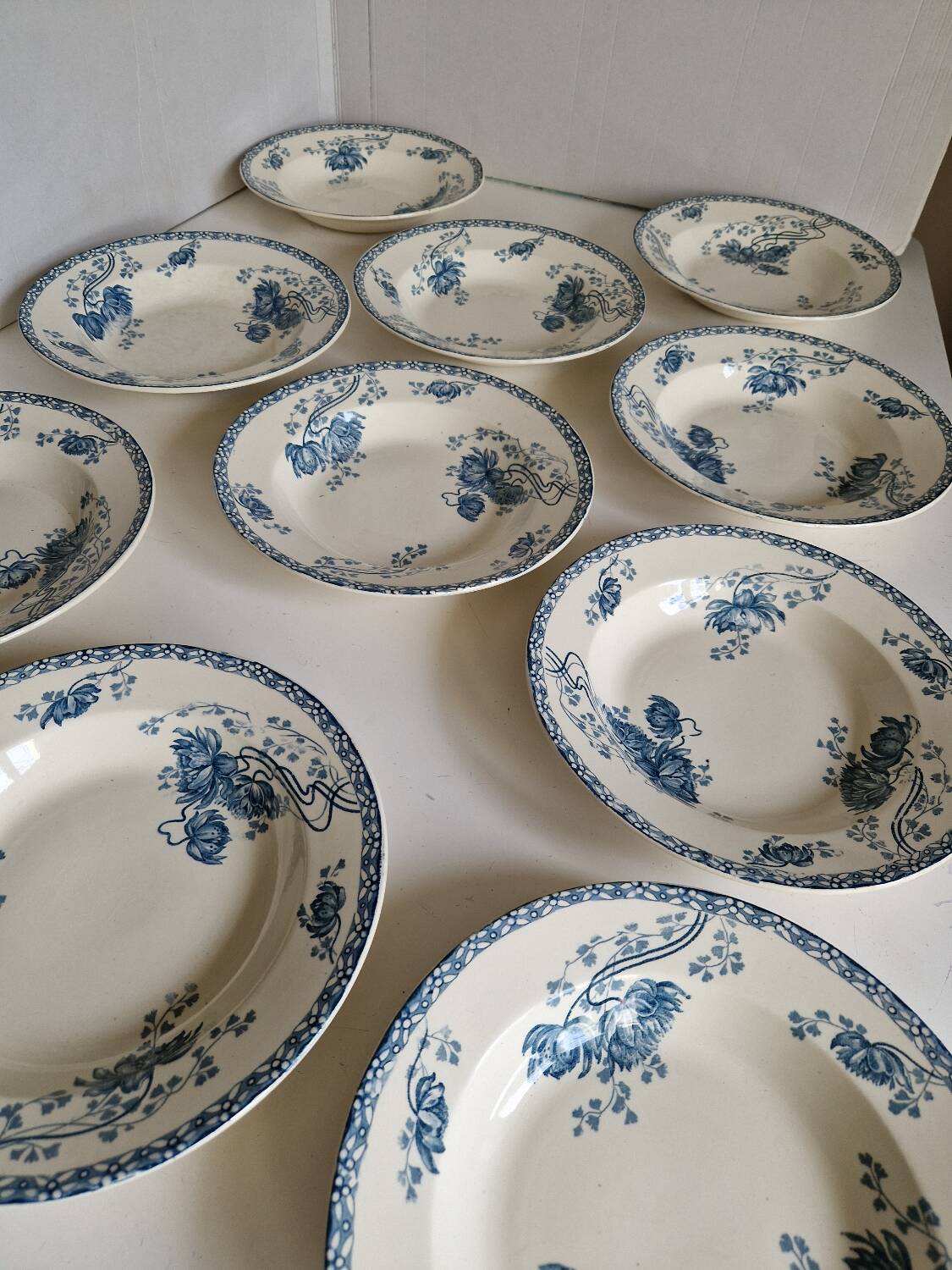 Set of 10 Deep Plates Sarreguemines Royat Models