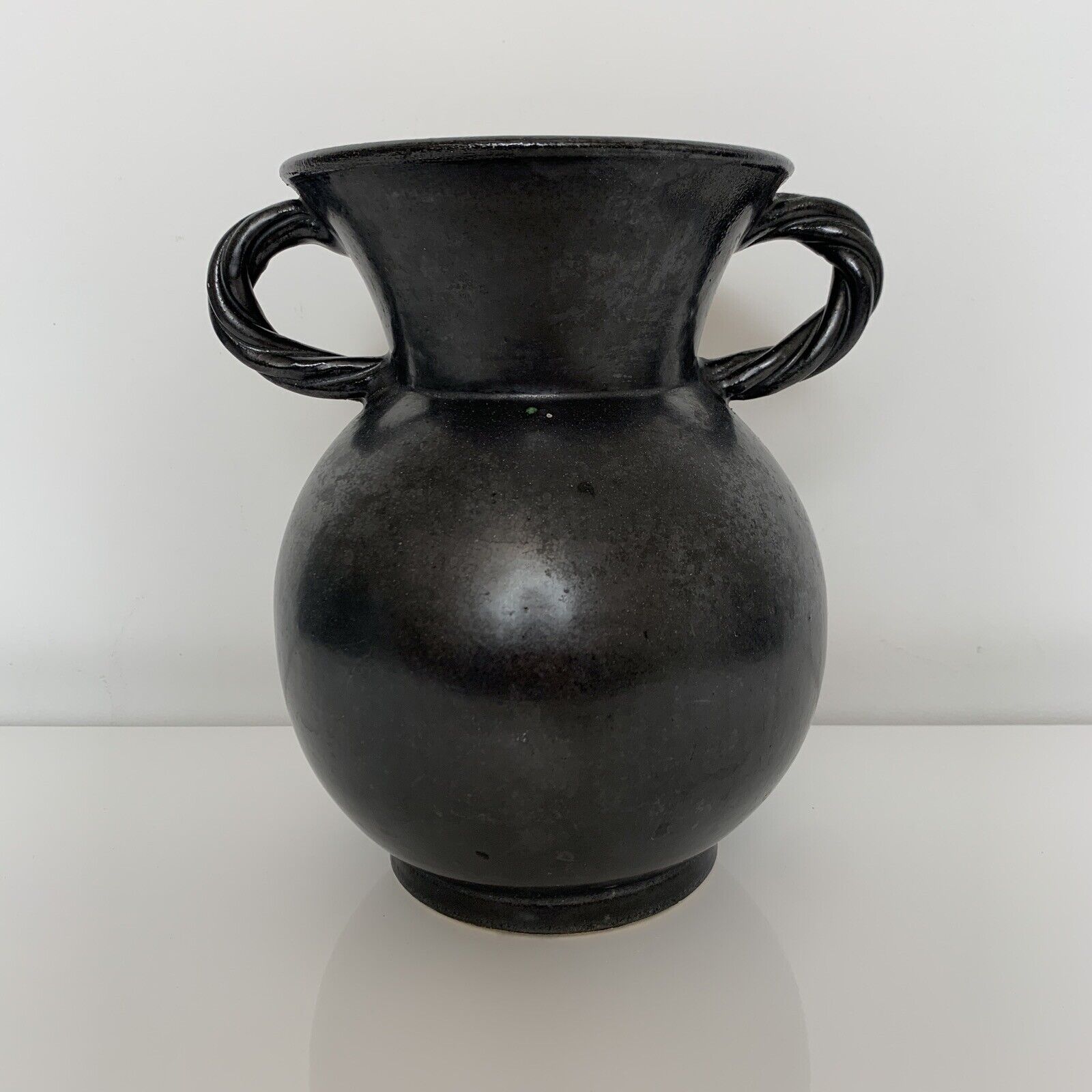 Vase with handles black yellow vintage
