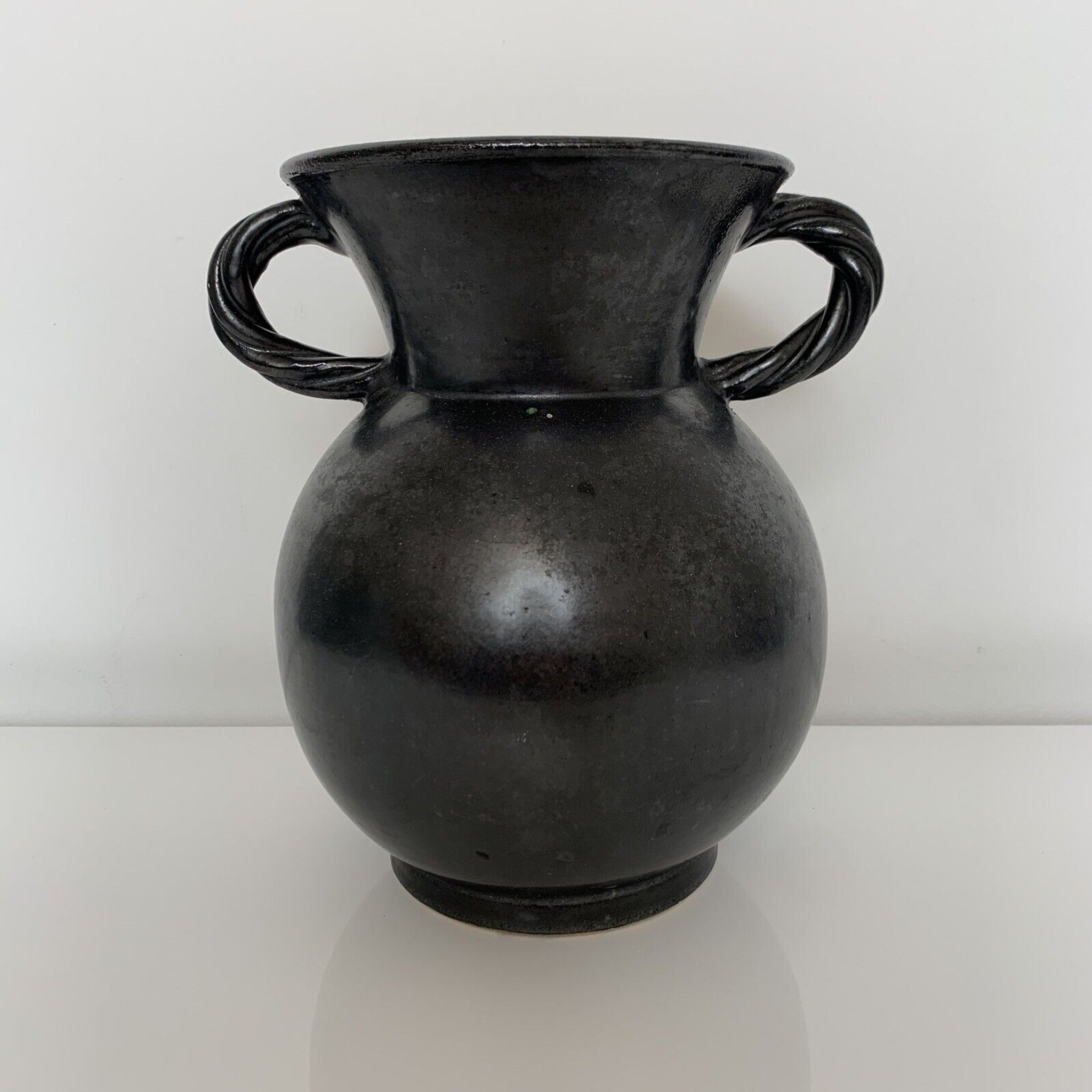 Vase with handles black yellow vintage