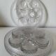 Set of 4 vintage hobnail pressed glass oyster plates