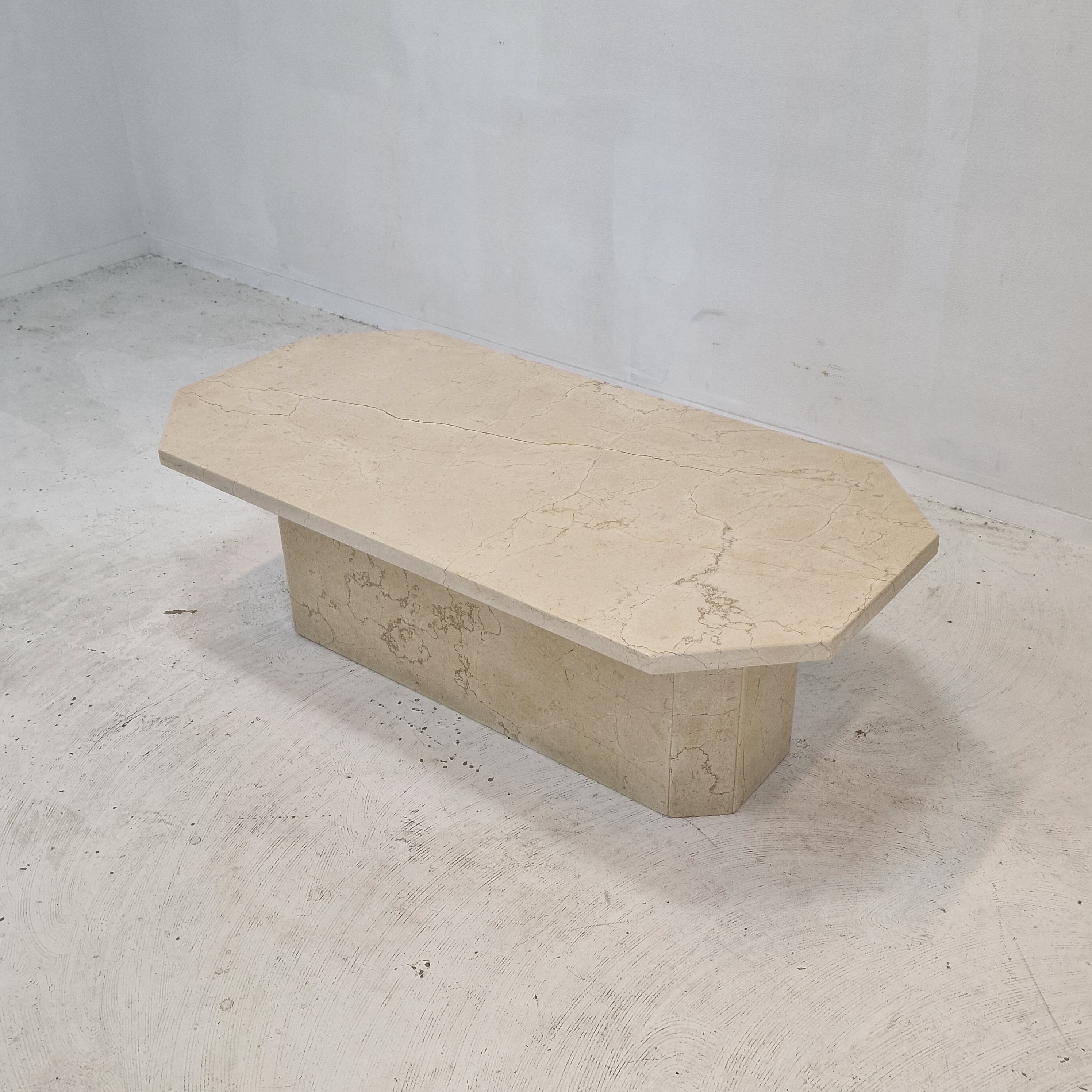 Italian travertine coffee table, 1980s