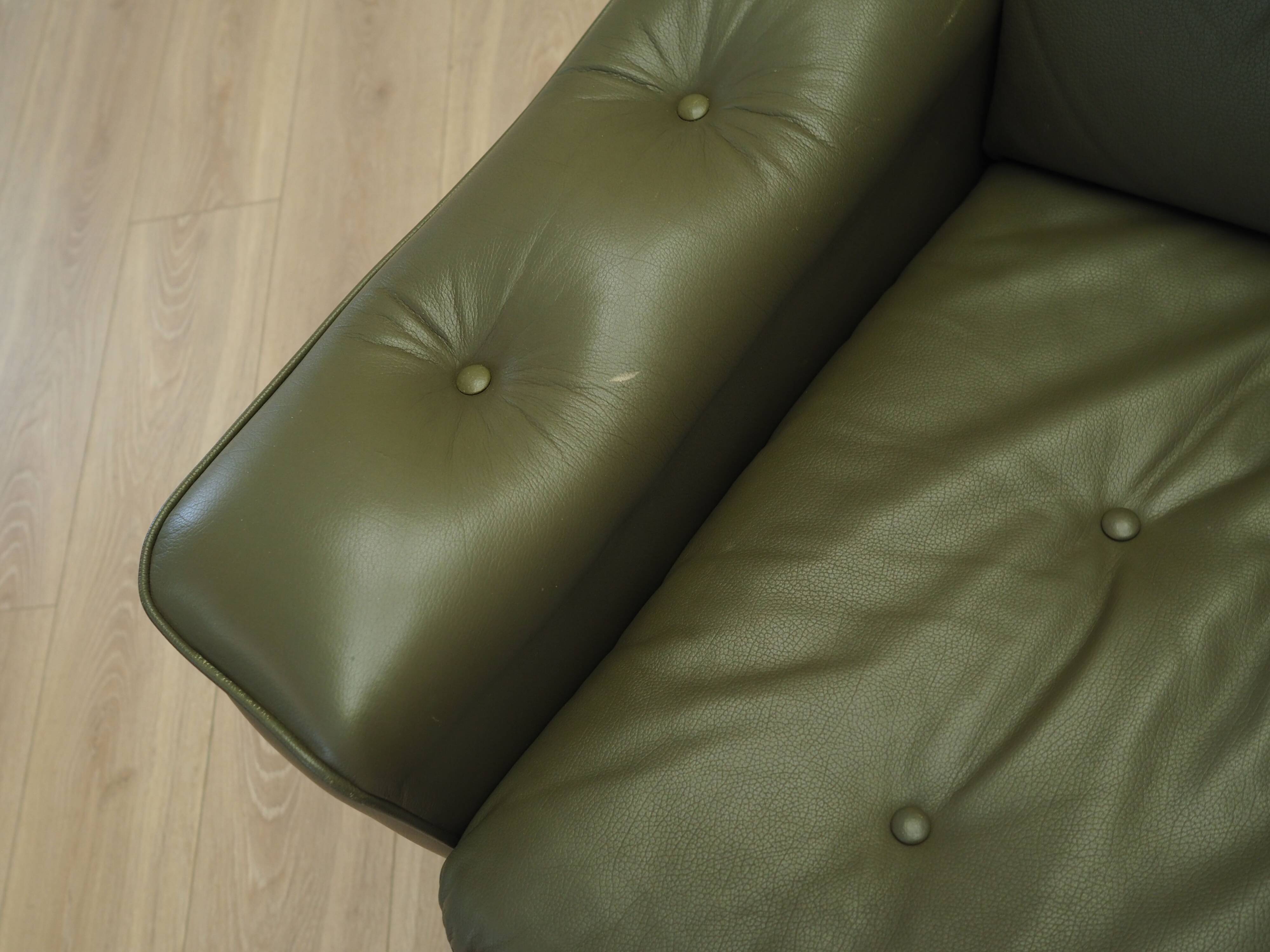 Canapé danois en cuir vert, années 1970