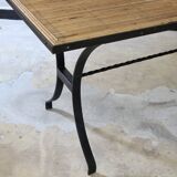 Dining table in rattan and wrought iron similar to Audoux & Minet.
