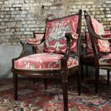 Suite de quatre fauteuils à la reine en acajou de style louis xvi xix eme siècle