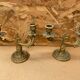 Antique Pair Of Vintage Brass Double Candlestick Holders