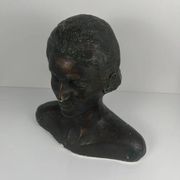 Female bust in neoclassical style in plaster by M. Mongey, 20th century.