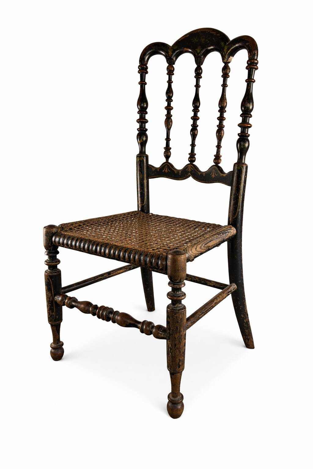 Child's Chair Napoleon III in Blackened Wood and Cane – Late 19th Century