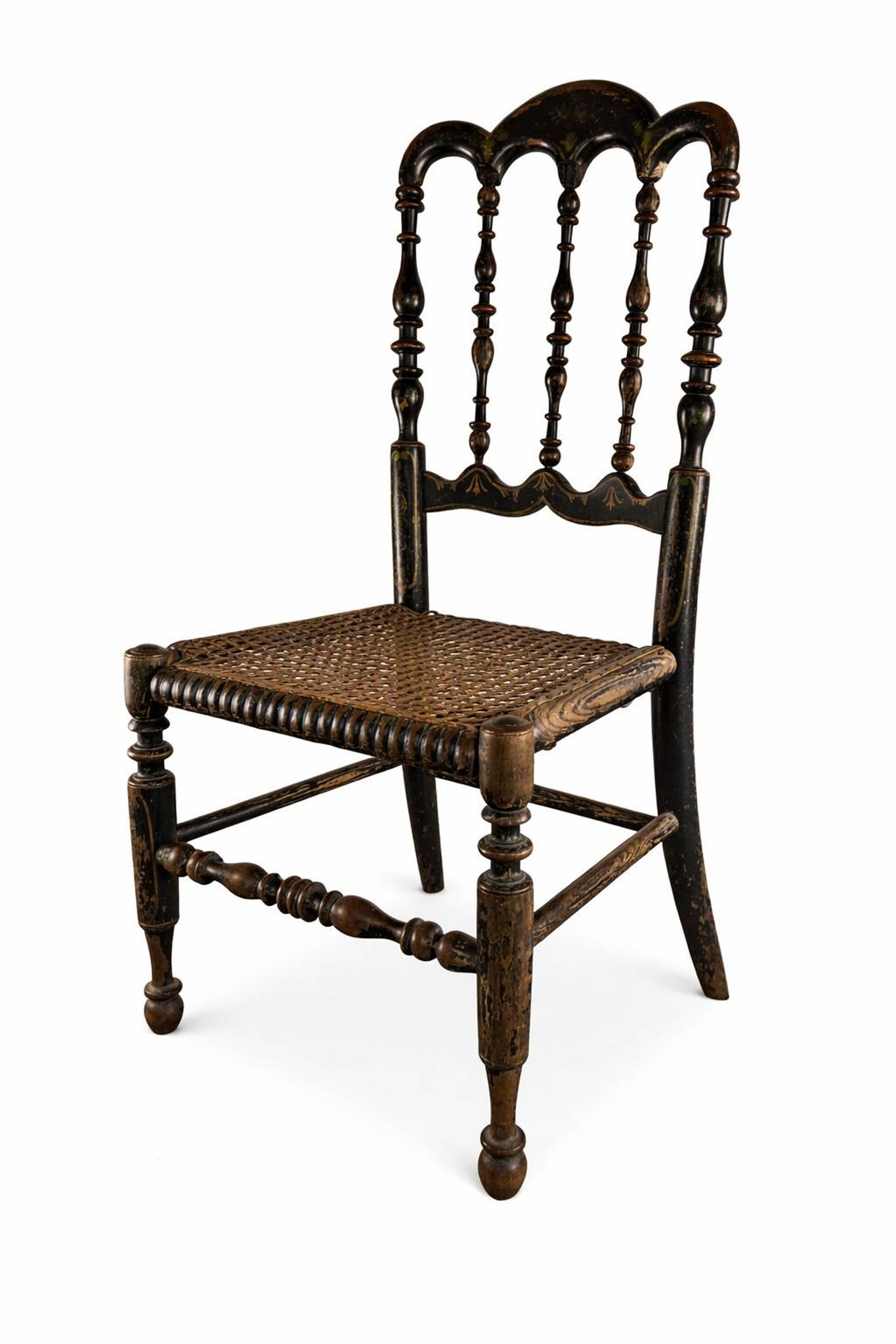 Child's Chair Napoleon III in Blackened Wood and Cane – Late 19th Century