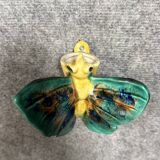 Vallauris after Jérôme Massier: ceramic flower vase with butterfly