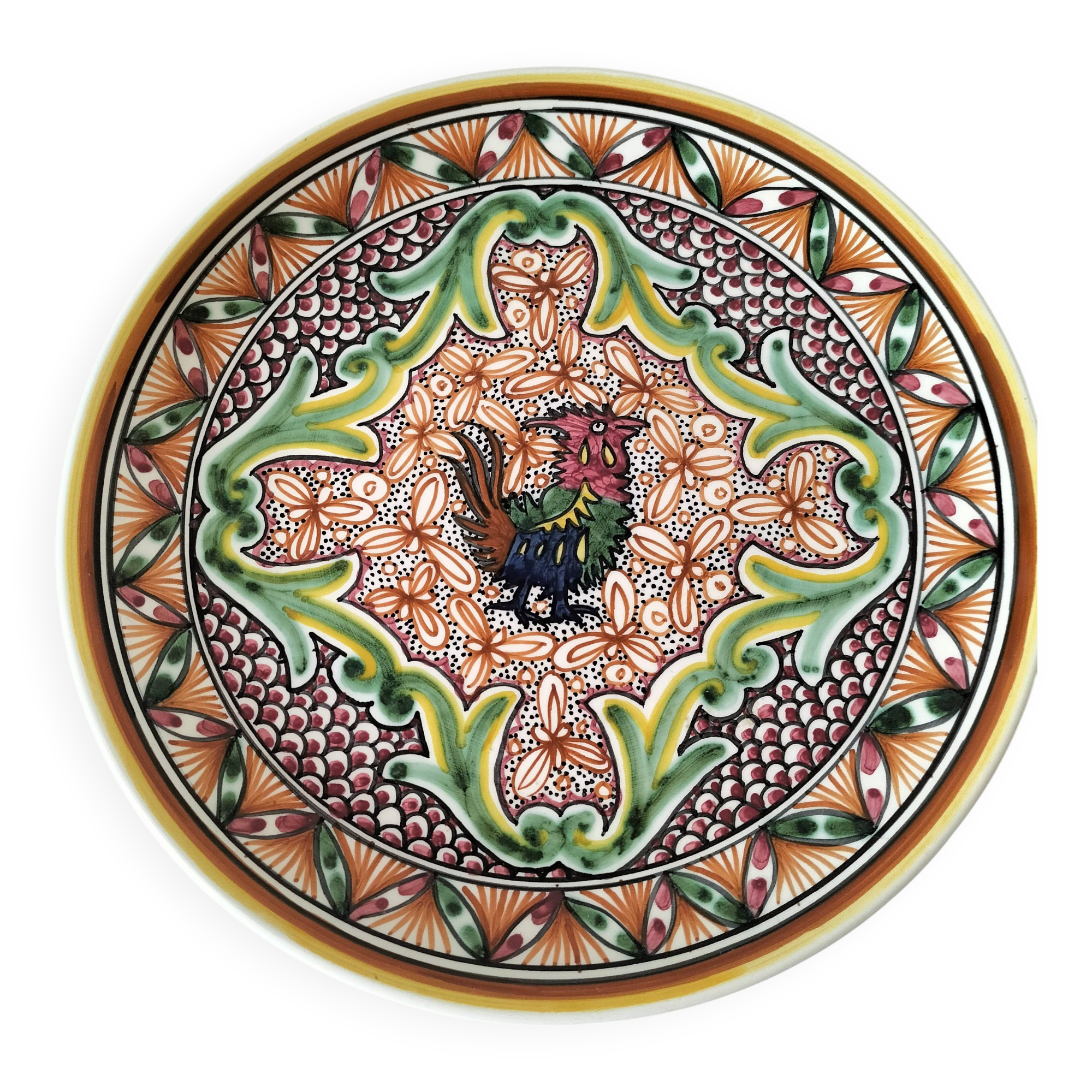 Assiette portugaise Nazari peinte main au coq