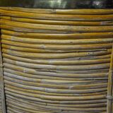 Basket xl in rattan and brass, italy, 1970, 41cm diam