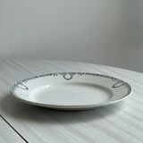 6 earthenware dinner plates, green decor, St Amand Nord iron earth.