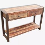 Console 2 tiroirs en bois ancien