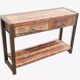 Console 2 drawers in old wood