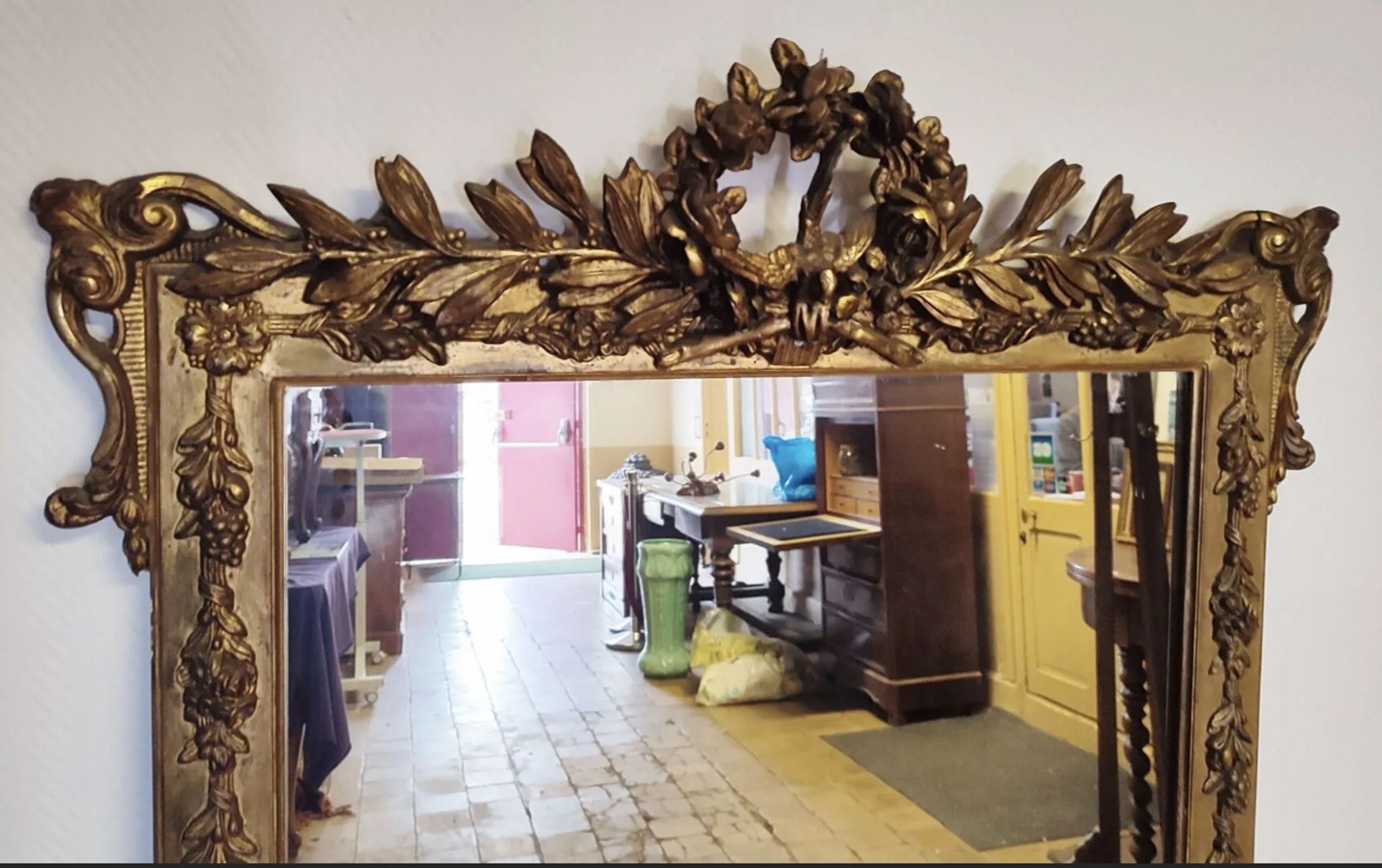 Napoleon III era mirror gilded with gold leaf