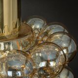 Large amber bubble glass pendant by Helena Tynell for Limburg, Germany, 1970s.