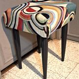 Wooden stool, upholstery restoration, 20th century, occasional furniture