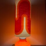 Orange opaline serpentine table lamp and vintage fabric