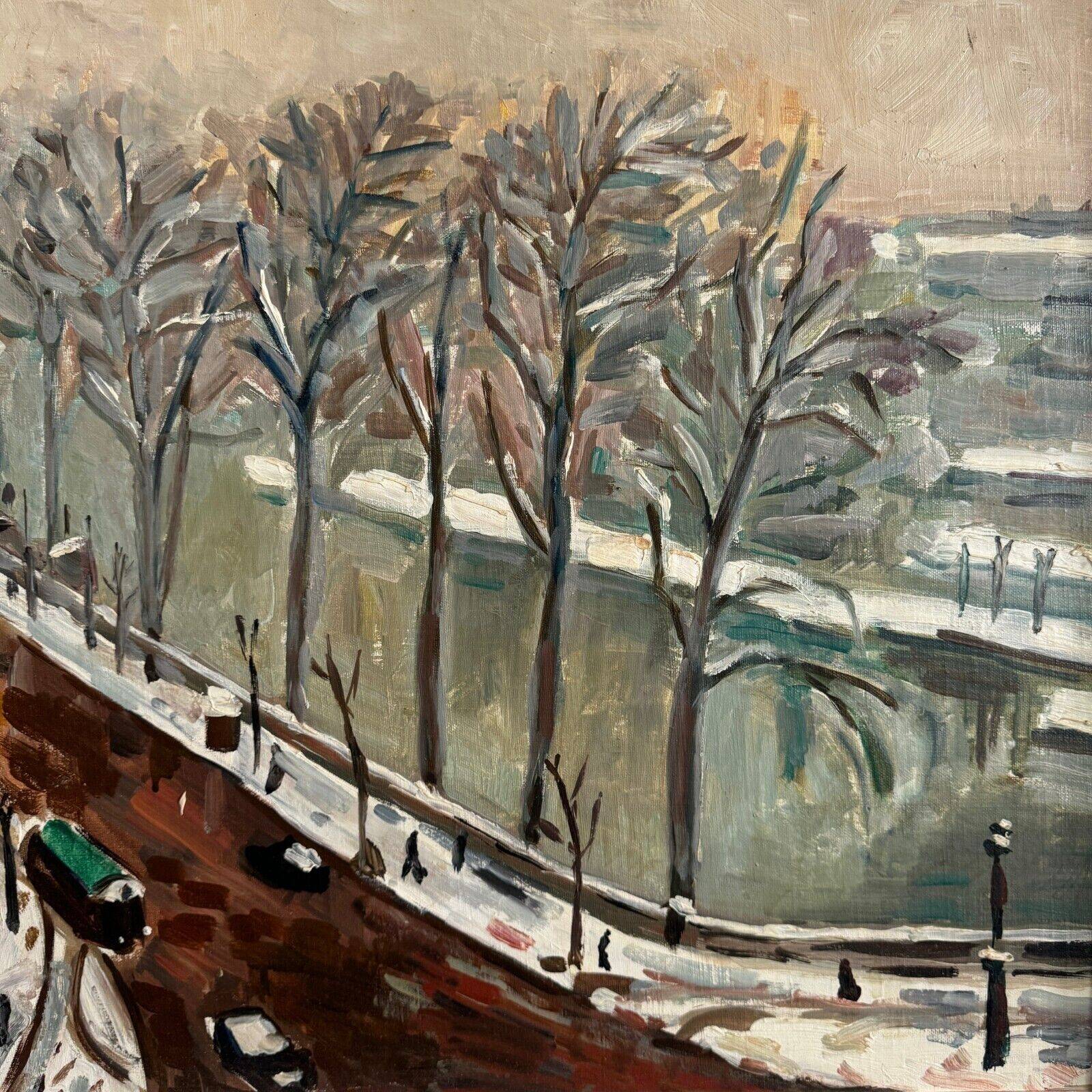 Oil on canvas boulevard scene in Paris 20th century in the style of Marquet