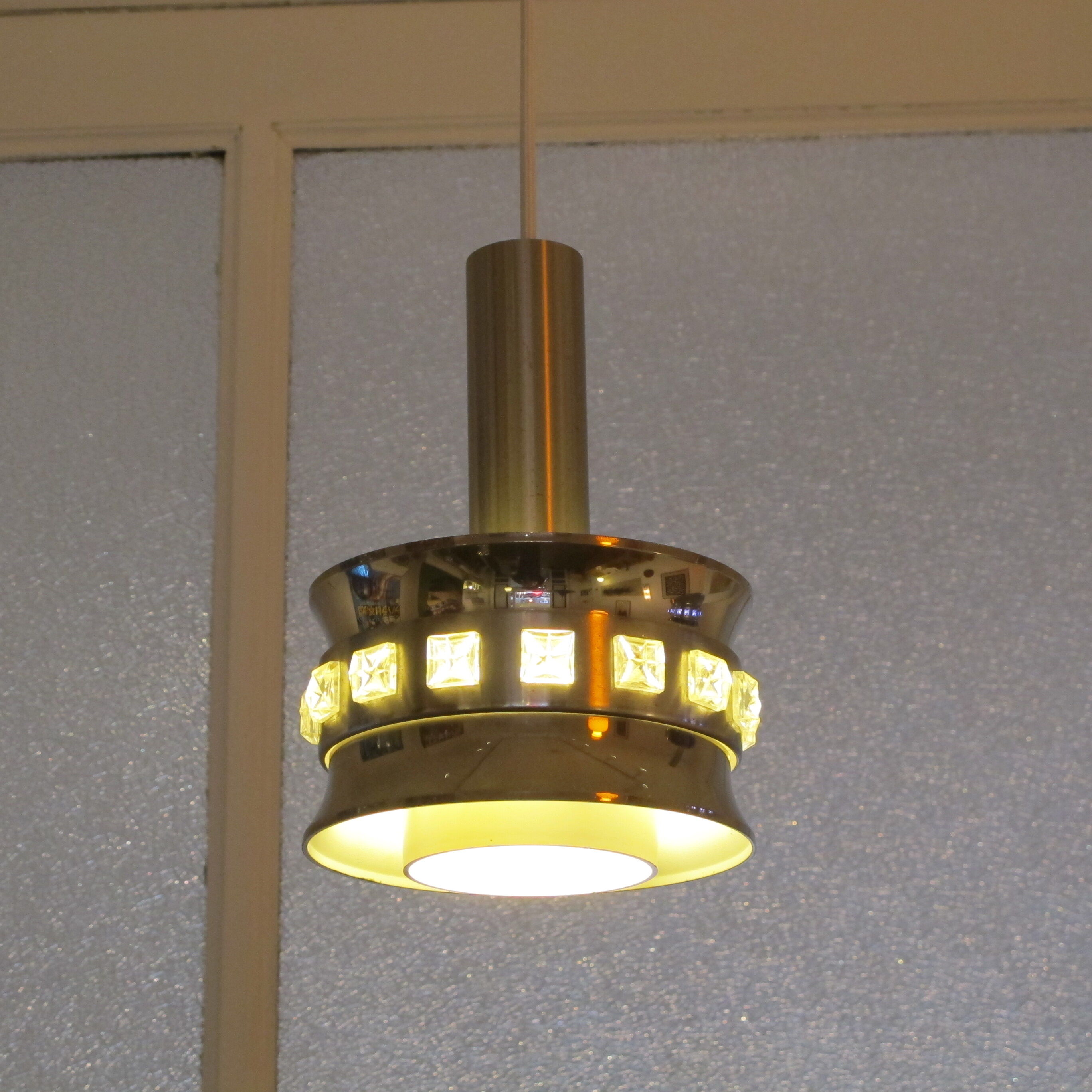 Pair of suspensions Space age around 1970 in Metal Chrome