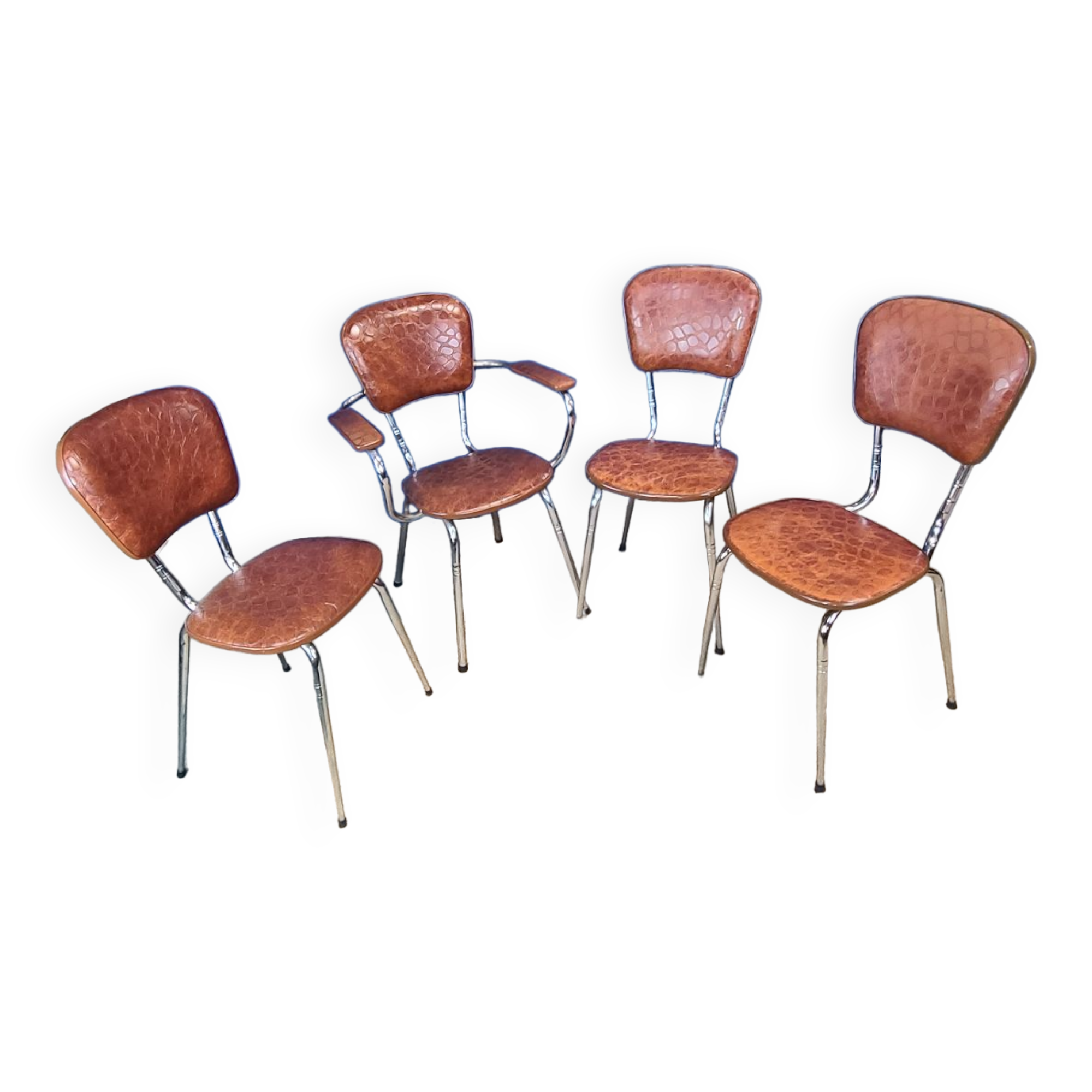 Suite of 4 comfort chairs lux circa 1950