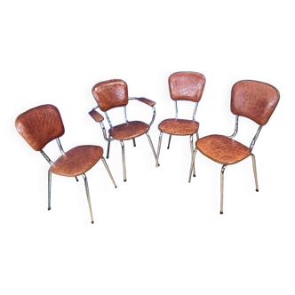 Suite de 4 chaises confort lux vers 1950