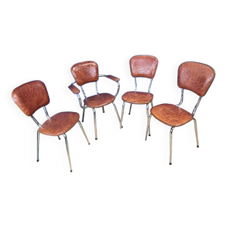 Suite of 4 comfort chairs lux circa 1950